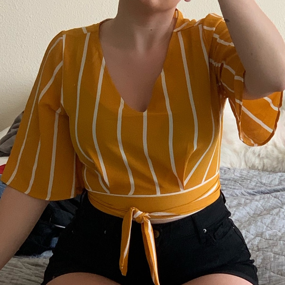 Yellow cropped blouse